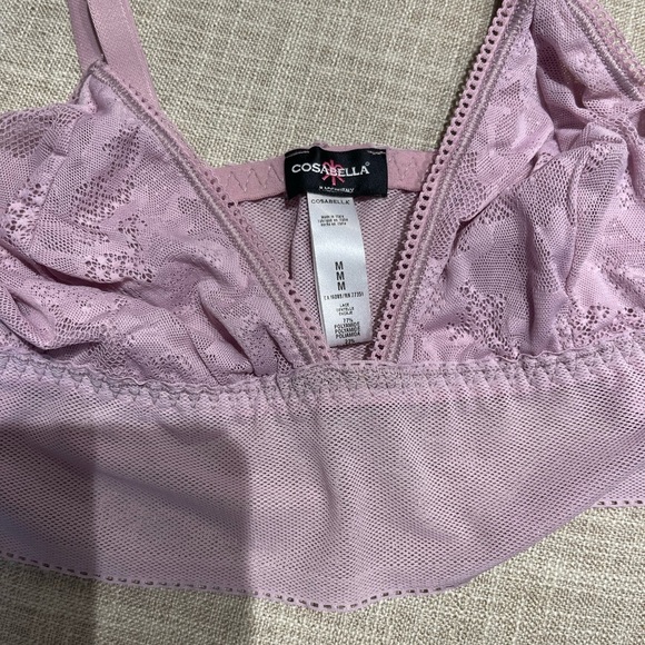 NWT Cosabella Lavender Purple Mesh Lace Triangle Longline Bralette Medium - Picture 2 of 3